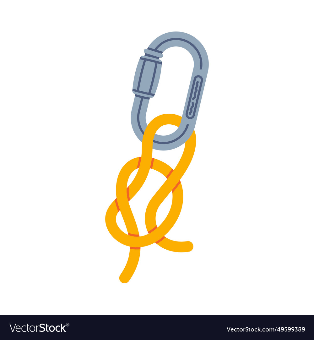 Clasp with yellow rope as climbing equipment