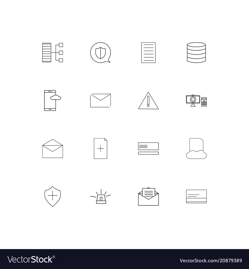 Cyber security linear thin icons set outlined