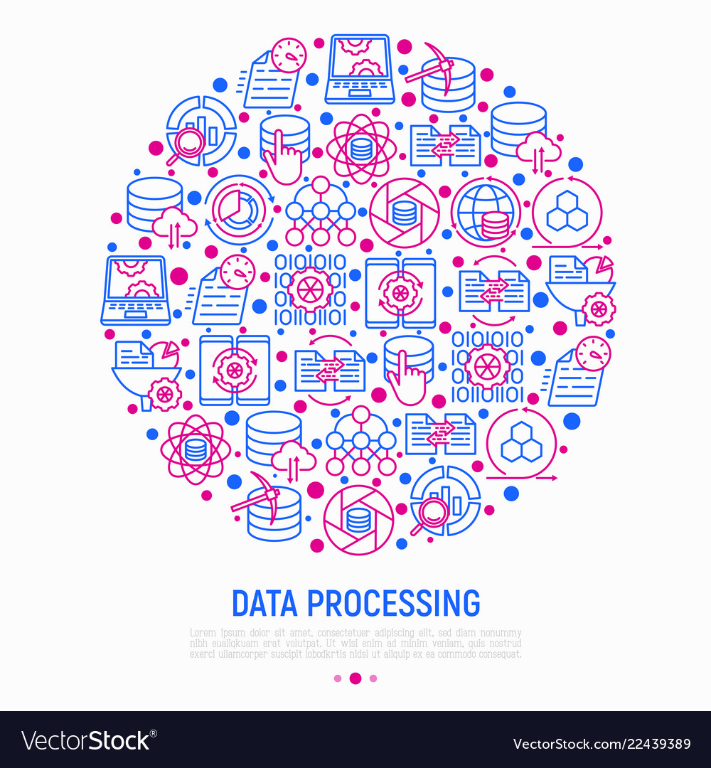 Data processing concept in circle Royalty Free Vector Image