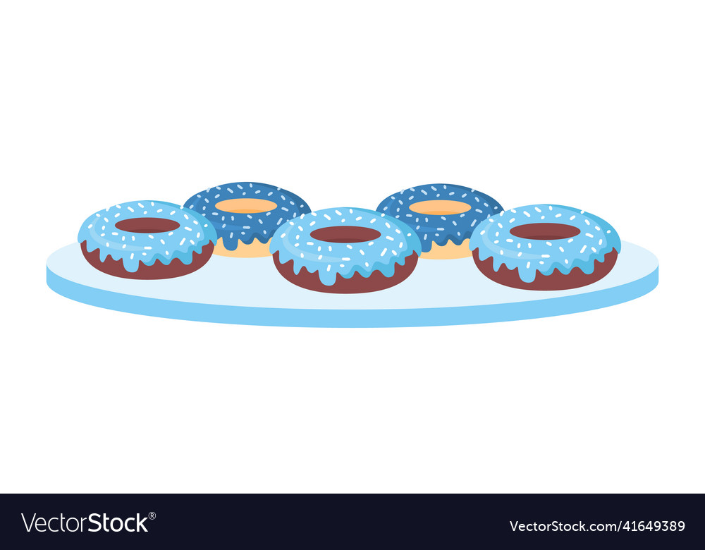 Donuts mit Dekorationen halb flache Farbe Objekt