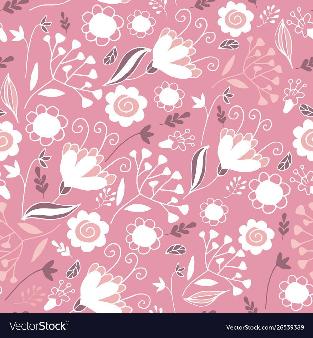 Elegant seamless pattern with flowers in pink