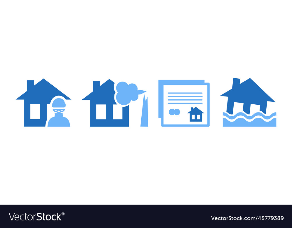 House and property insurance blue flat icon