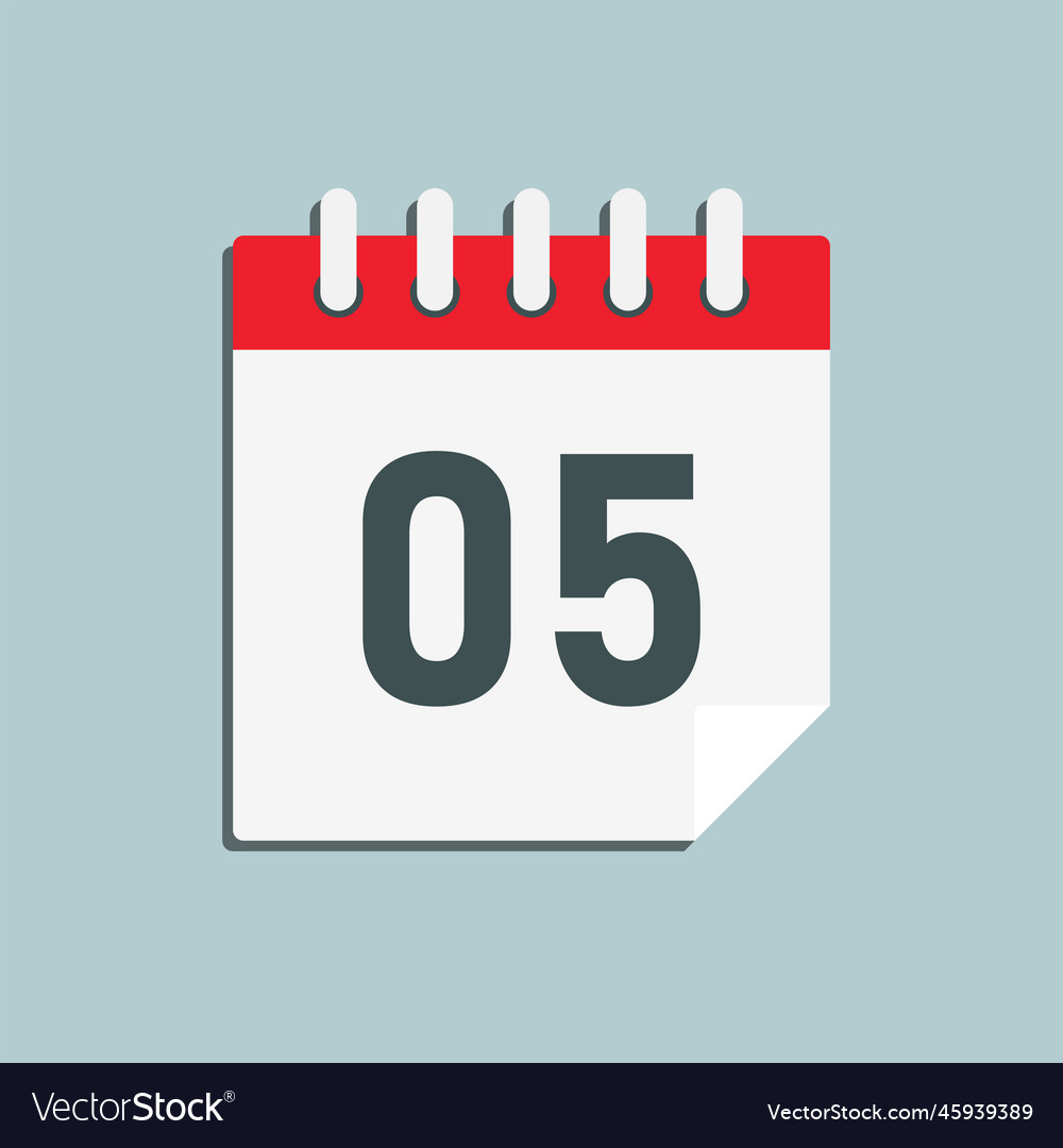 Icon page calendar day - number 5 Royalty Free Vector Image