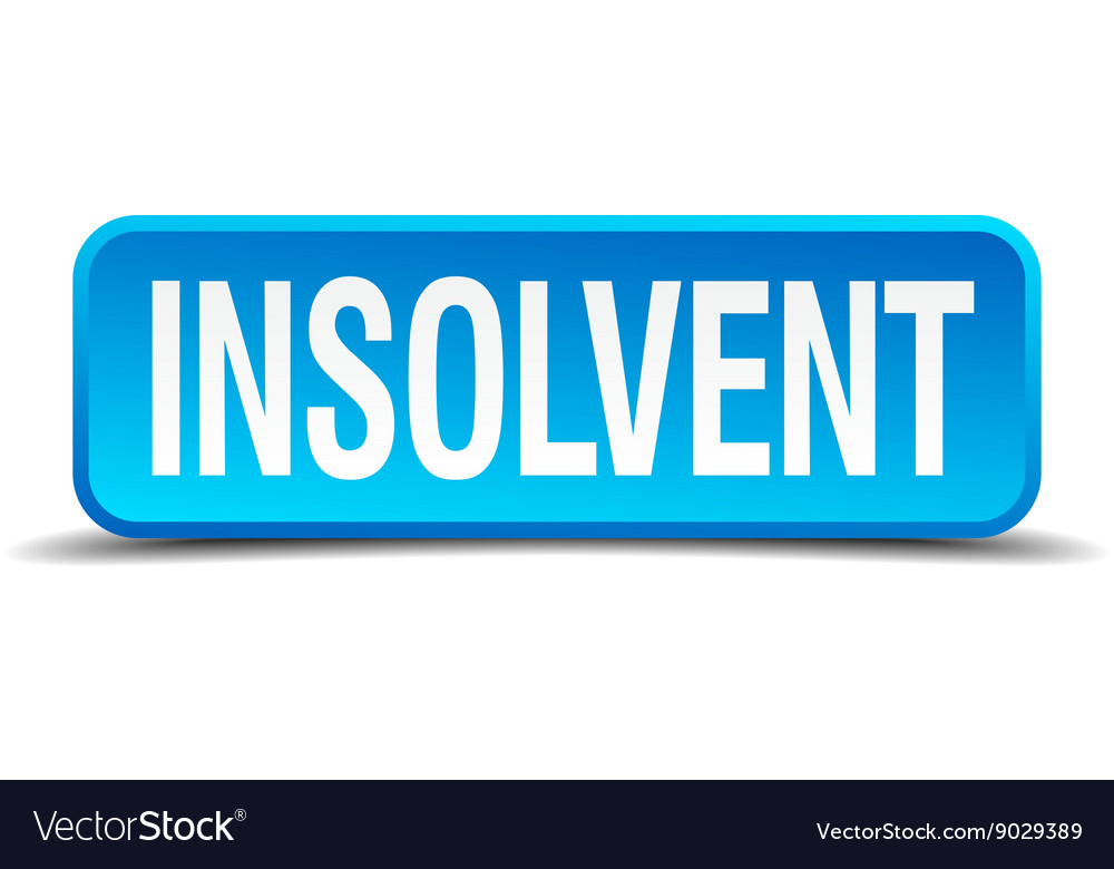 Insolvent blue 3d realistic square isolated button