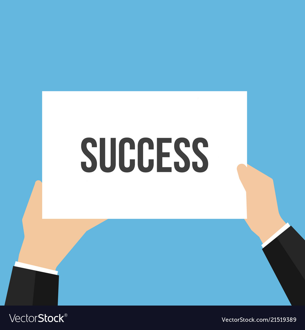 Man showing paper success text vector image Man showing paper success text