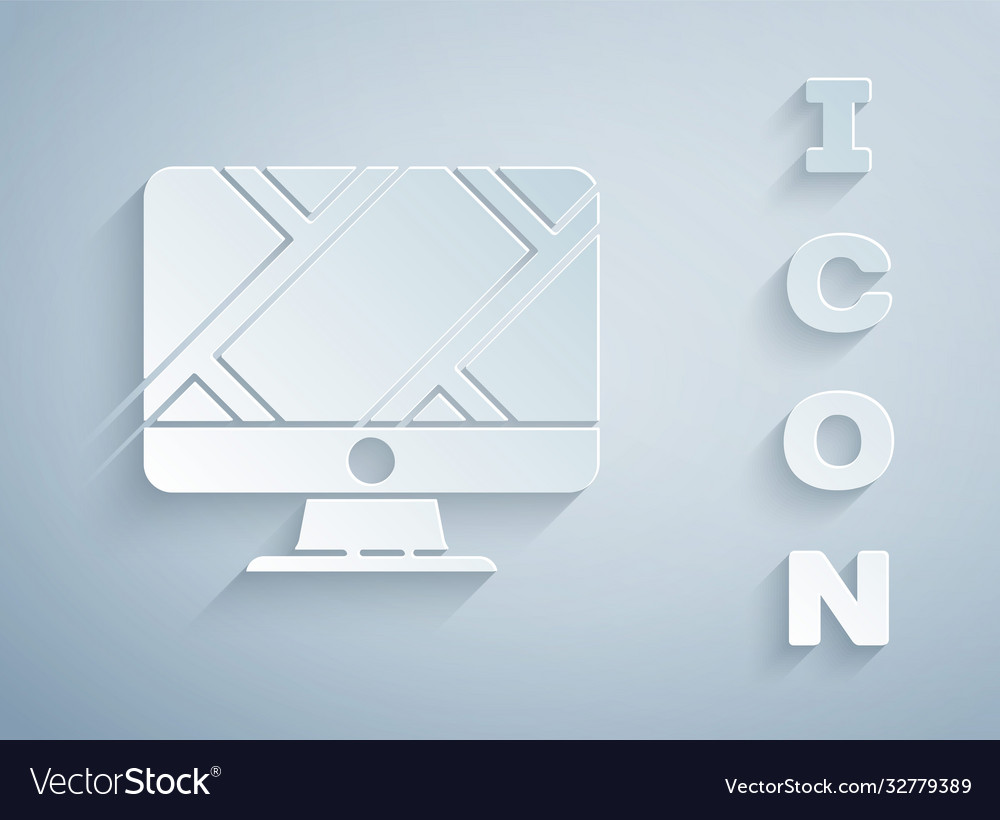 Paper cut computer monitor and folded map