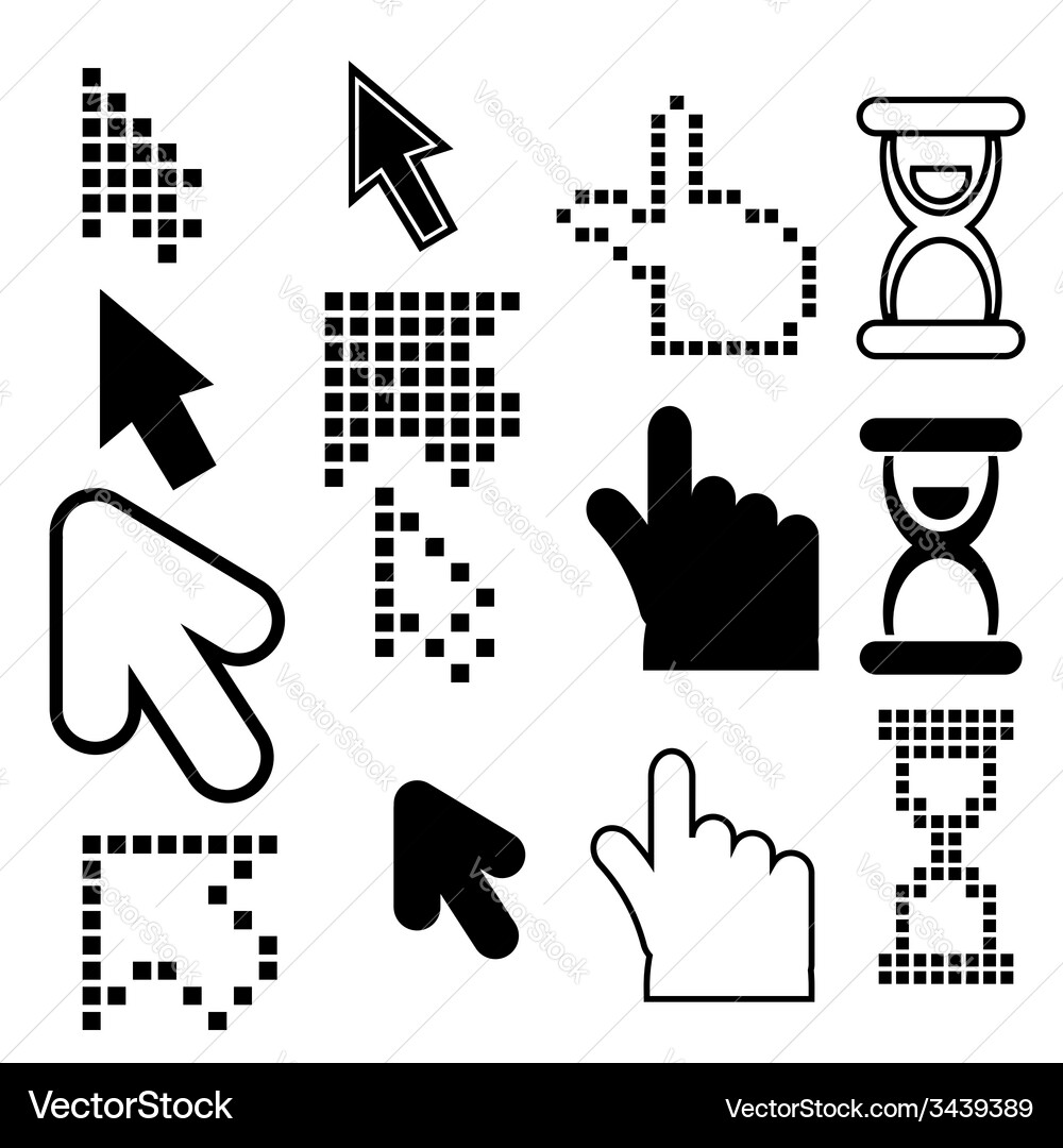 Pixel cursors icons Royalty Free Vector Image - VectorStock