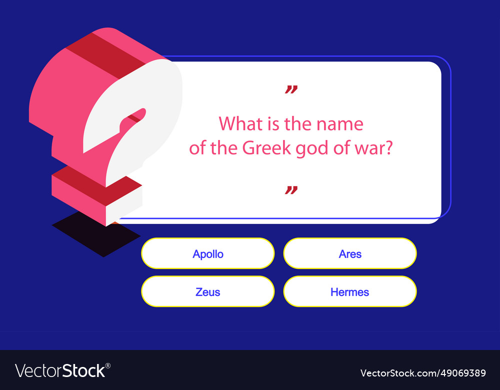 Quiz game menu template with 3d question symbol Vector Image Quiz game menu template with 3d question symbol