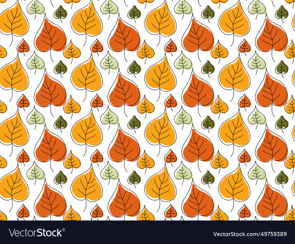 Seamless doodle pattern of autumn yellow orange