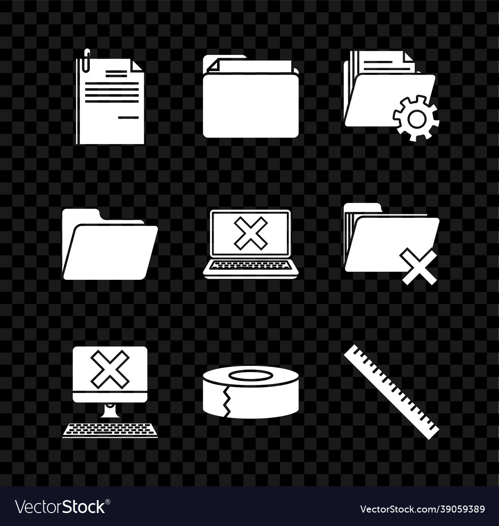 Set file document and paper clip folder vector image Set file document and paper clip folder