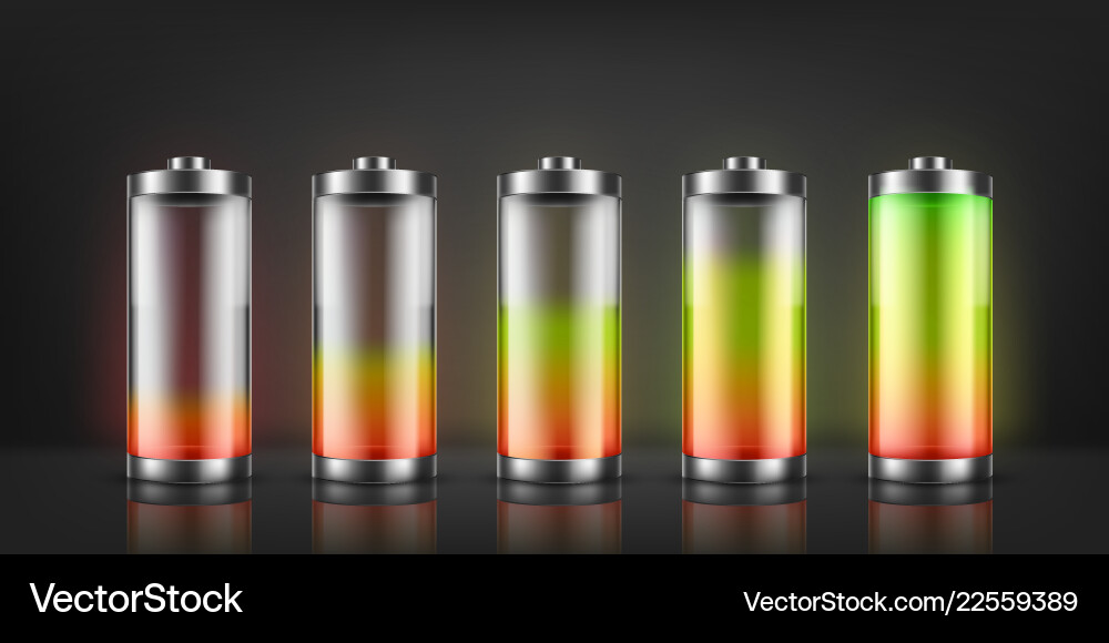 Set of battery charge indicators Royalty Free Vector Image