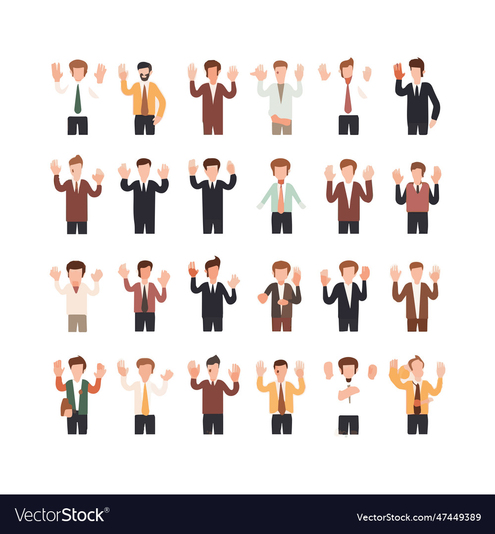 Set of hands showing different gestures palm