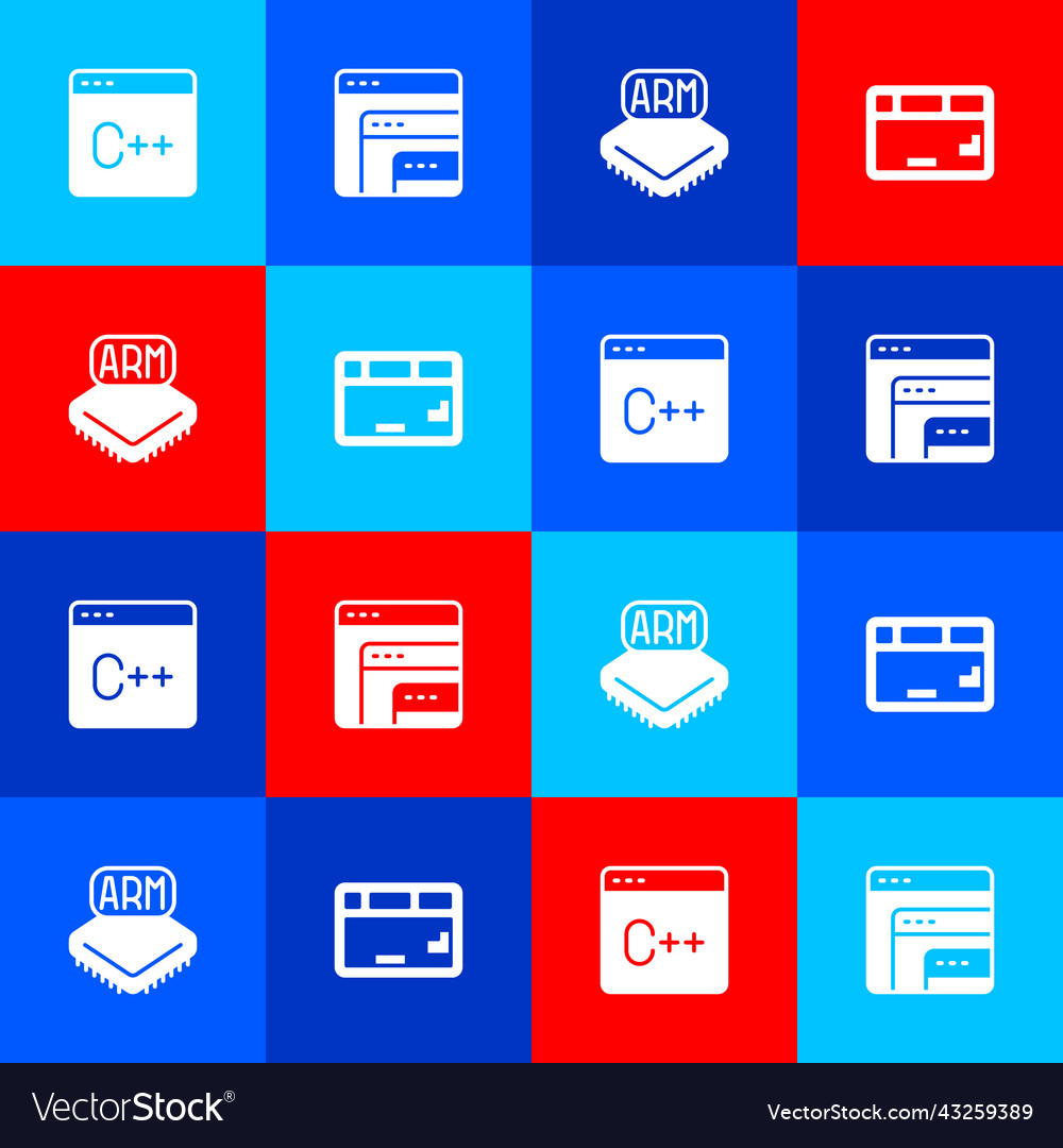 Set software processor and keyboard icon vector image Set software processor and keyboard icon