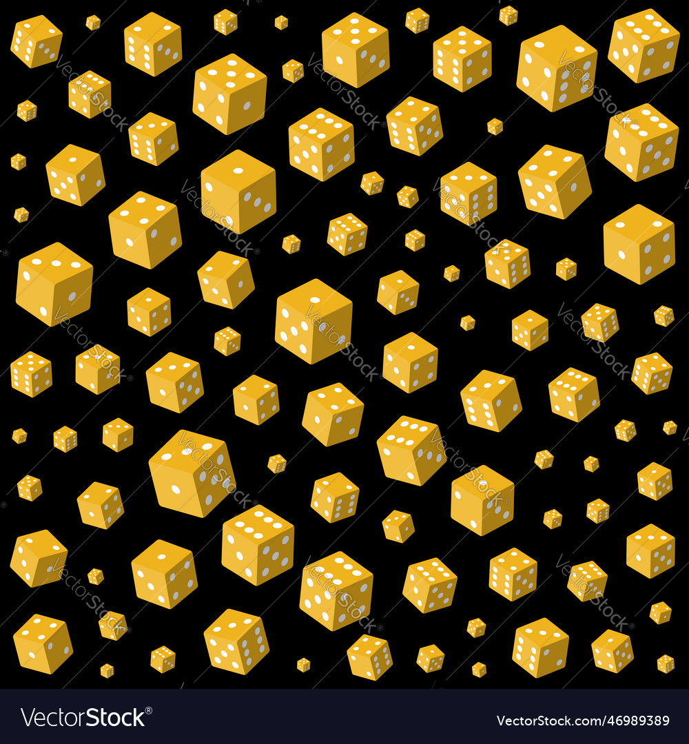 Texture of randomly stacked dice in luxury style vector image Texture of randomly stacked dice in luxury style