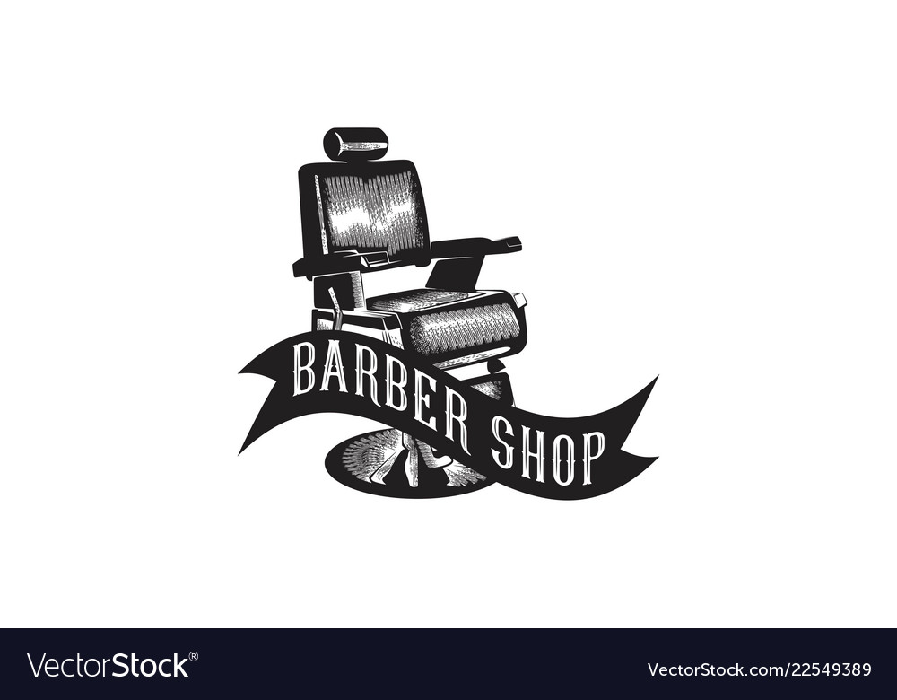 Vintage Hand Drawn Chair Barber Shop Logo Designs Vector Image