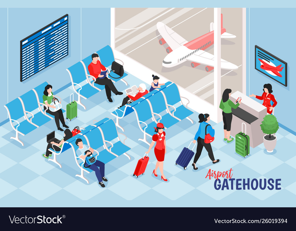 Airport gatehouse indoor composition Royalty Free Vector