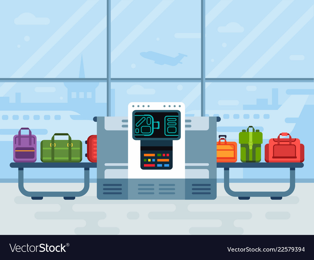 Airport Luggage Scanner Police Secure Belt Vector Image