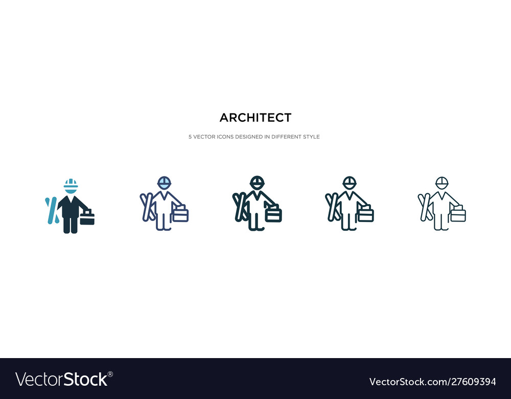 Architect icon in different style two colored vector image Architect icon in different style two colored