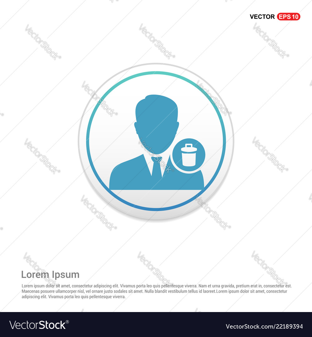 Delete user icon - white circle button vector image Delete user icon - white circle button