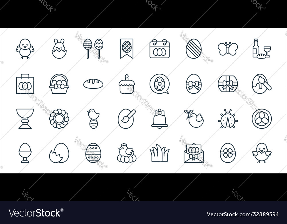 Easter line icons linear set quality vector image Easter line icons linear set quality