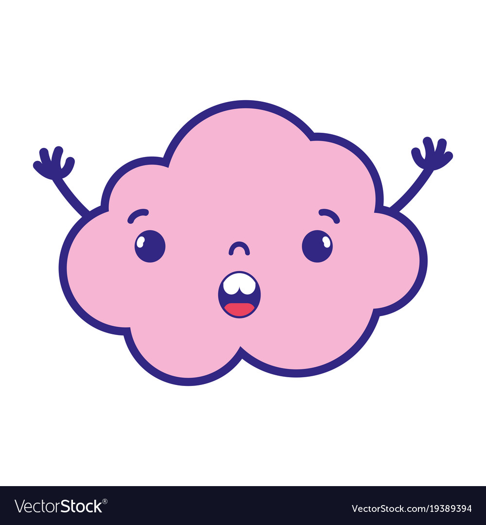 Full color surprised and cute cloud kawaii weather