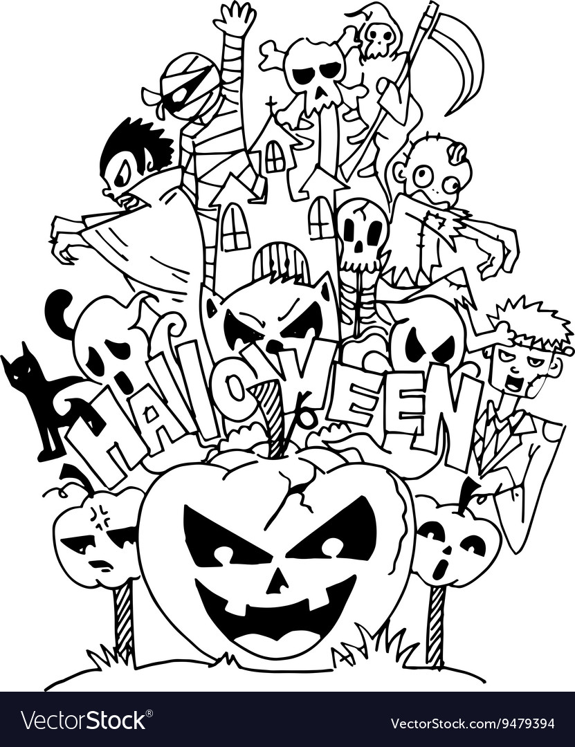 Halloween Ghost Doodle Art Royalty Free Vector Image