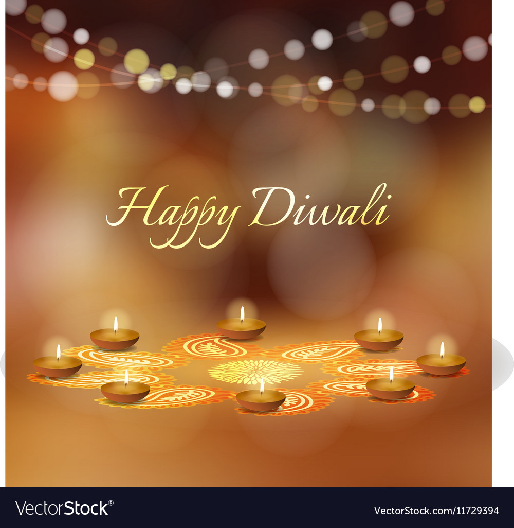 happy diwali greeting card invitation indian vector image