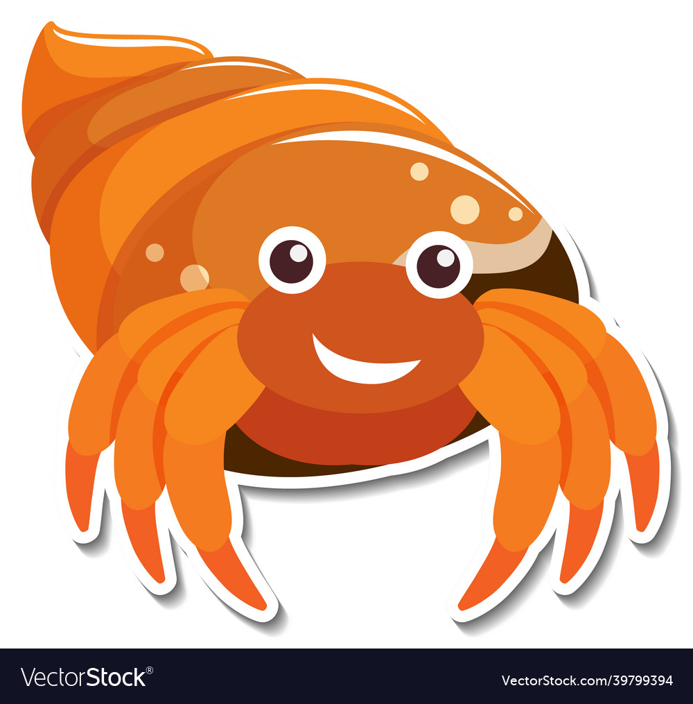 Hermit crab sea animal cartoon sticker