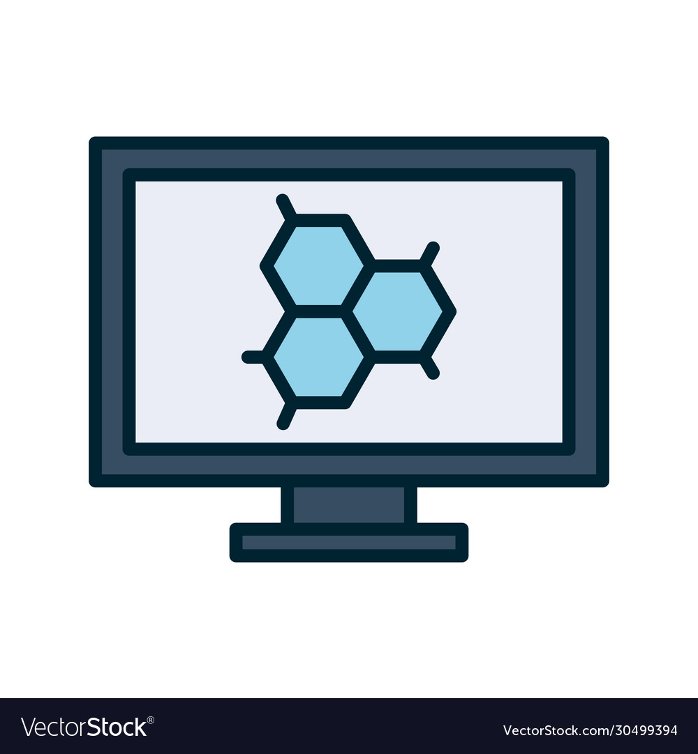 Isolated atom inside computer line and fill style
