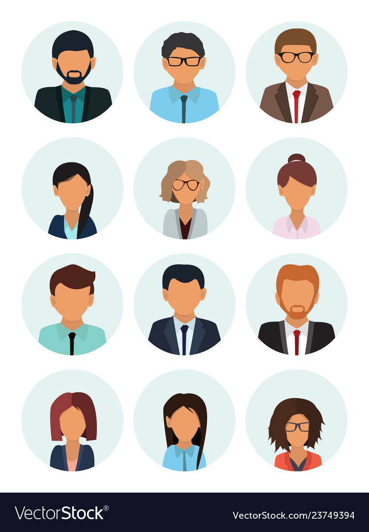 Male and female faces avatars businessman