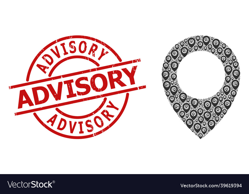 Map pointer icon recursive mosaic and grunge vector image Map pointer icon recursive mosaic and grunge