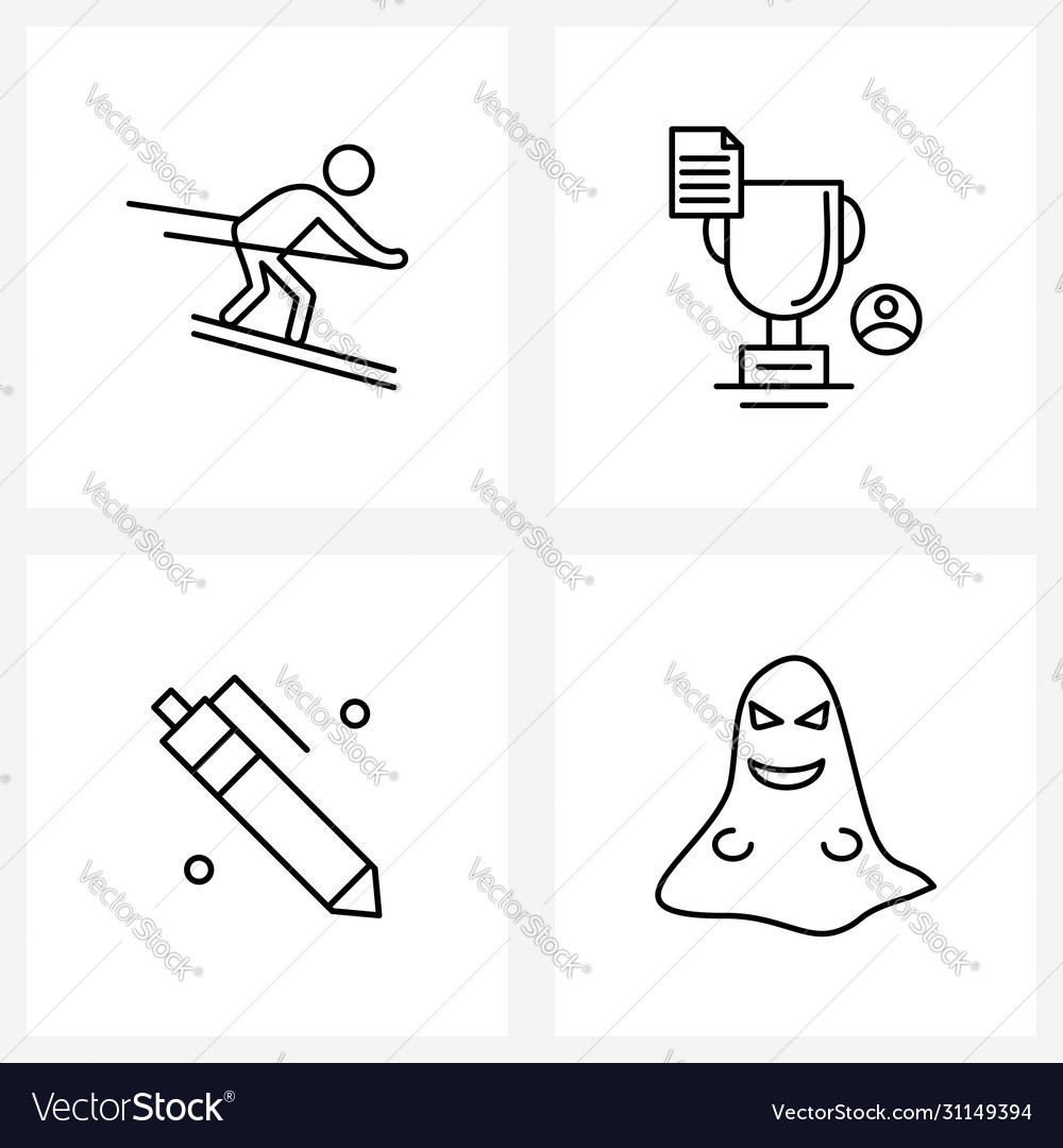 Modern style set 4 line pictograph grid based