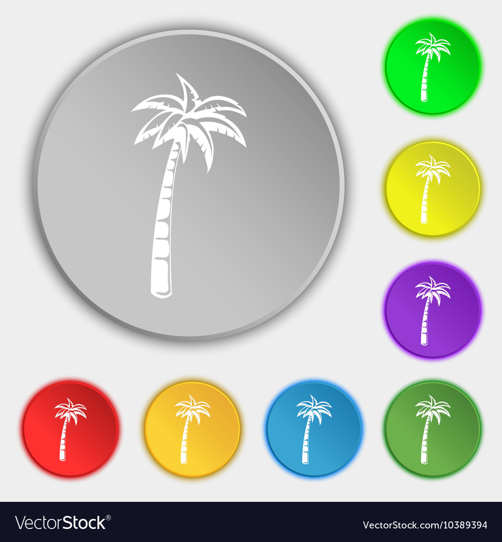 Palm icon sign symbol on eight flat buttons