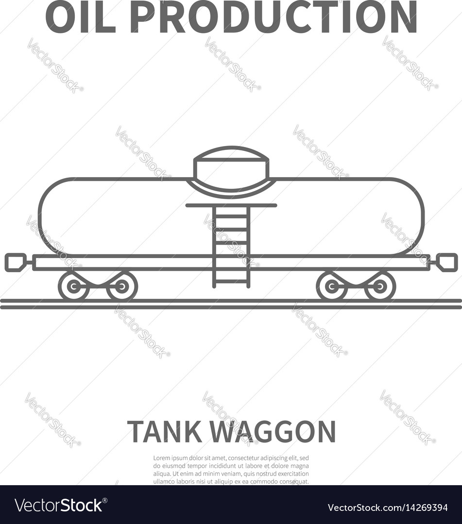 Railway tank waggon in linear style