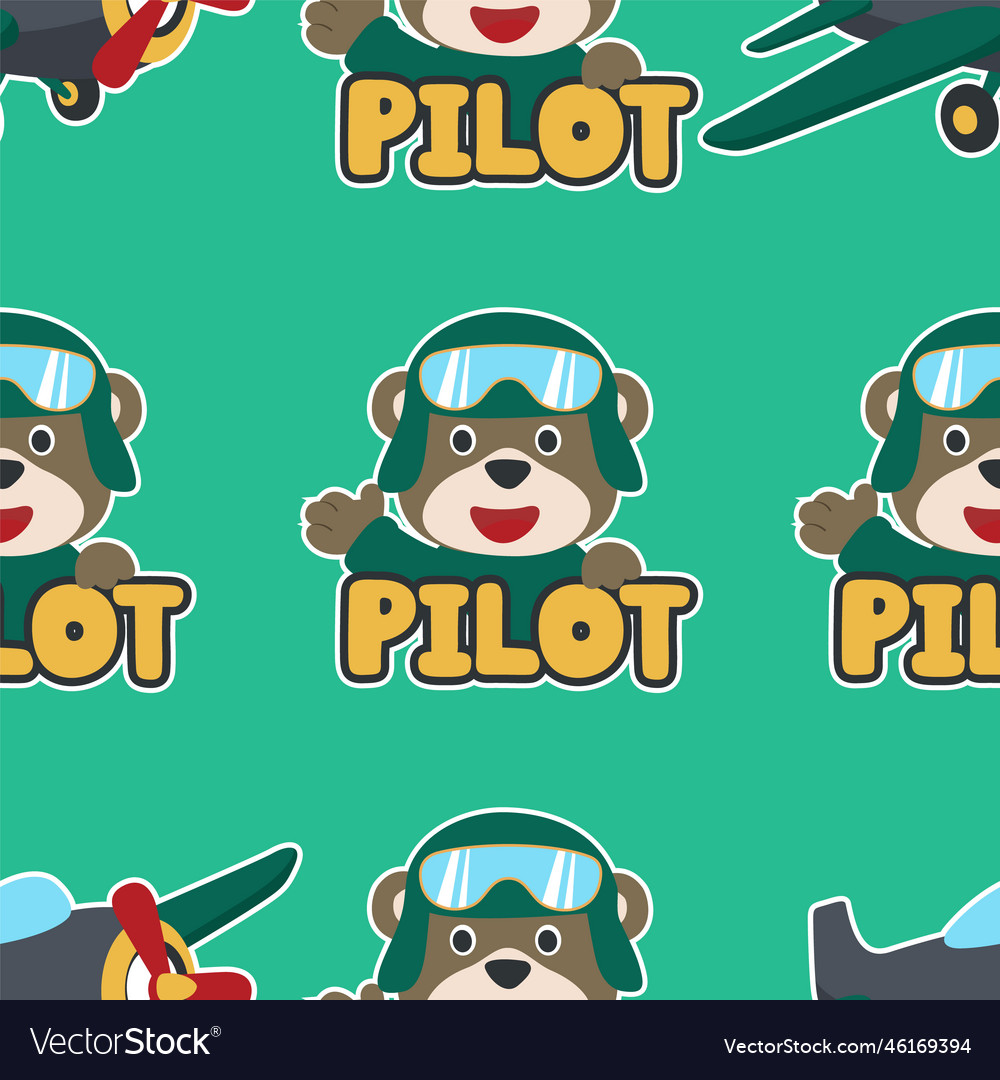 Seamless pattern texture with cute little pilot vector image Seamless pattern texture with cute little pilot