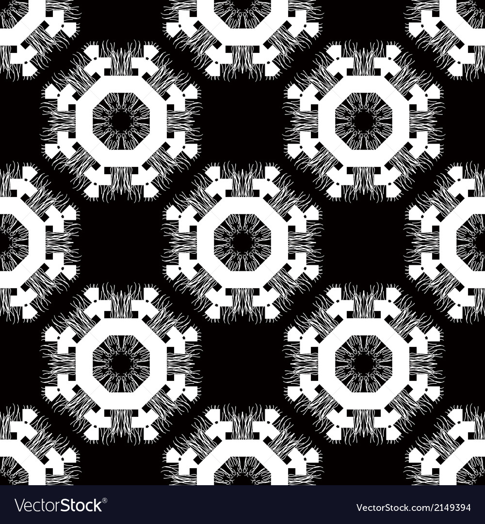 Seamless pattern with white tracery on a black