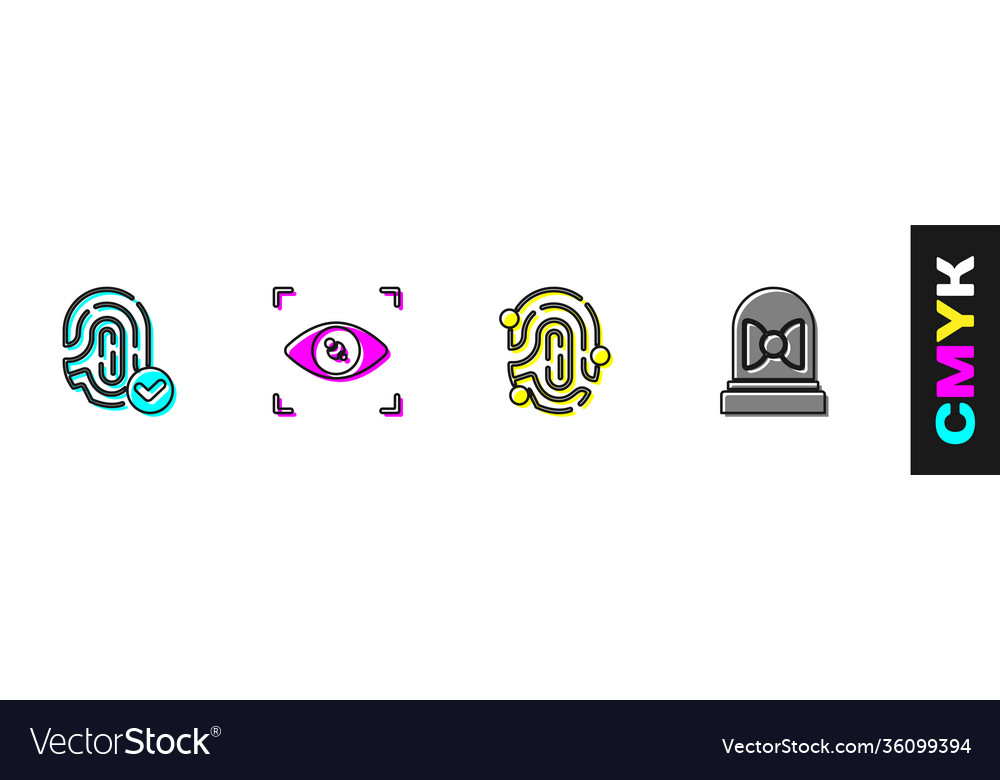 Set fingerprint eye scan and motion sensor icon vector image Set fingerprint eye scan and motion sensor icon
