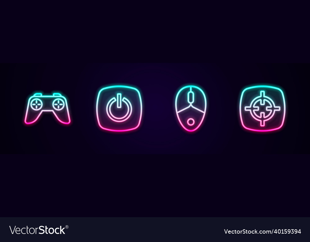 Set line game controller or joystick power button vector image Set line game controller or joystick power button