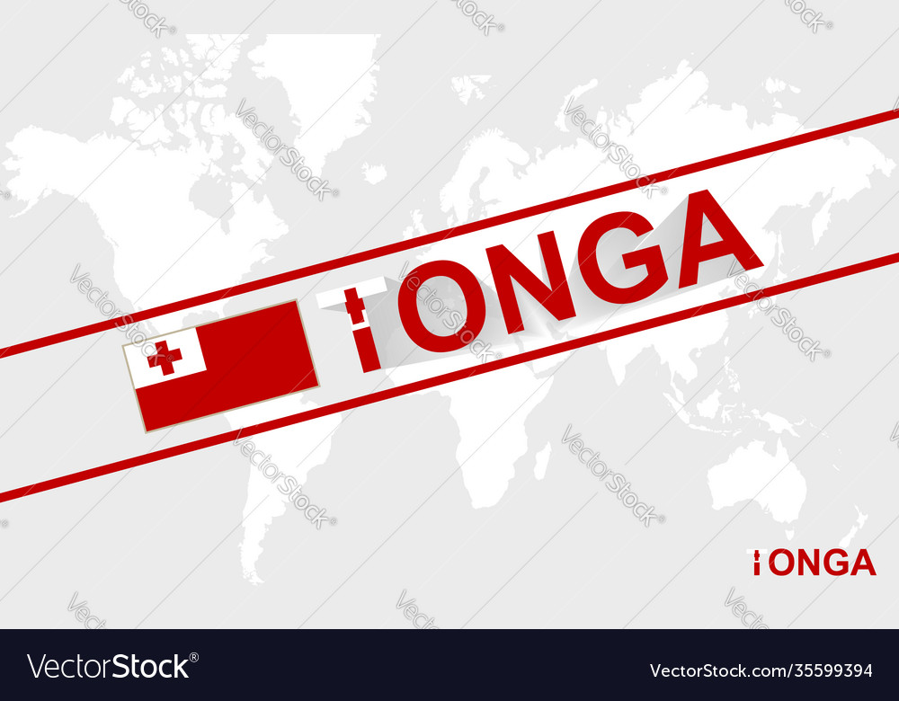 Tonga map flag and text