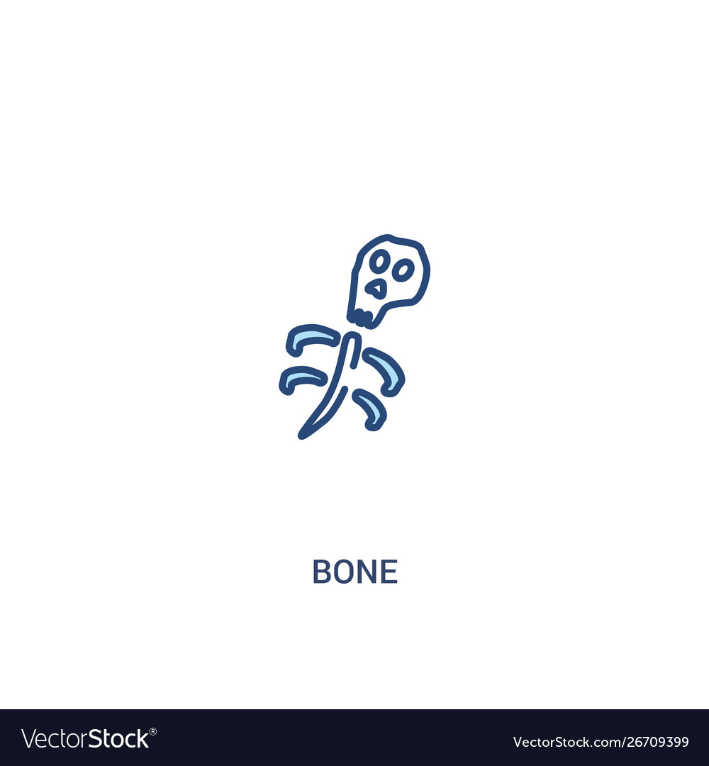 Bone concept 2 colored icon simple line element vector image Bone concept 2 colored icon simple line element