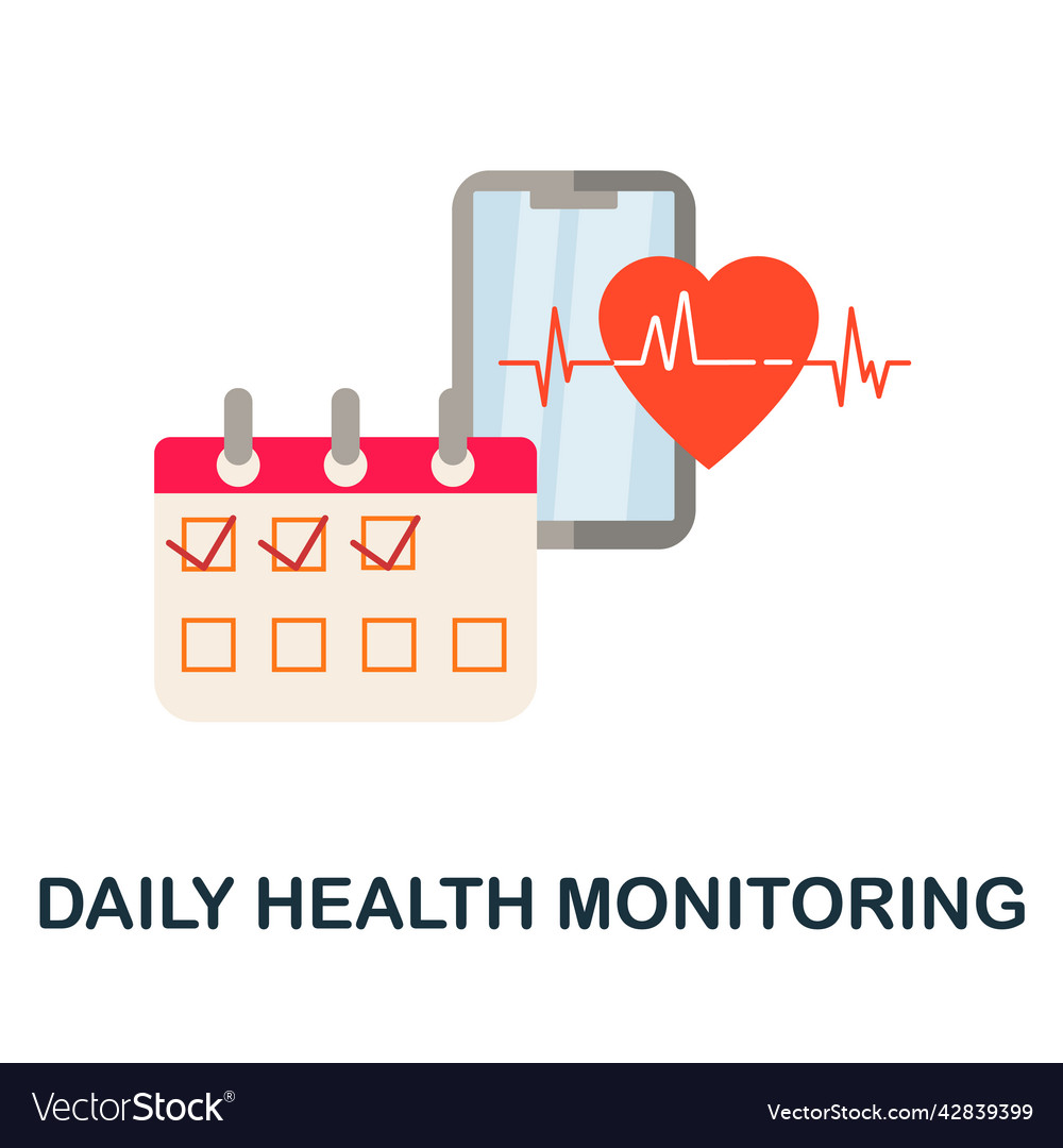 Daily health monitoring flat icon colored element