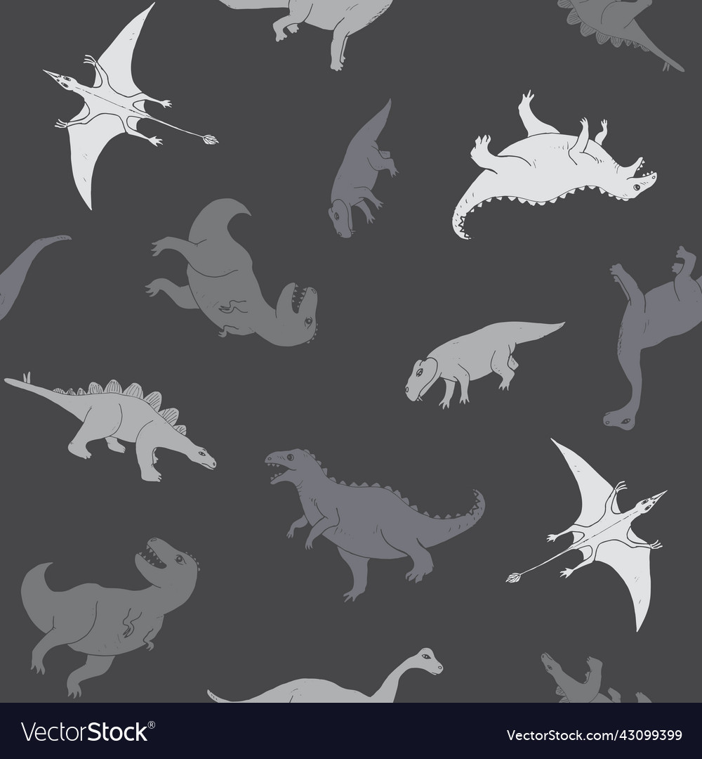 Dino seamless pattern cute cartoon dinosaurs