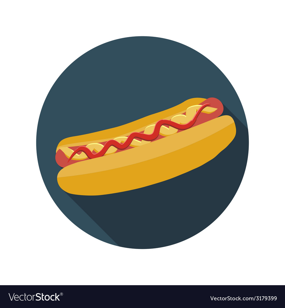 Flat design concept hot dog with long shadow