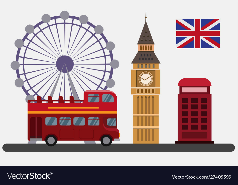 Flat england london uk icon symbol Royalty Free Vector Image