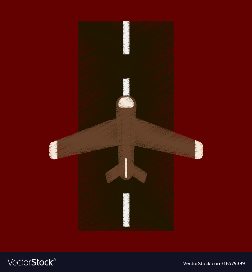 Flat icon in shading style airplane runway