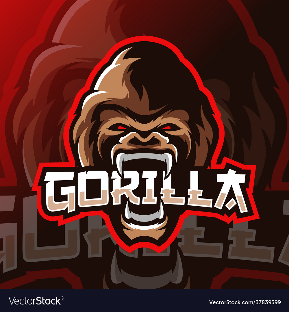 Gorilla mascot logo esport Royalty Free Vector Image