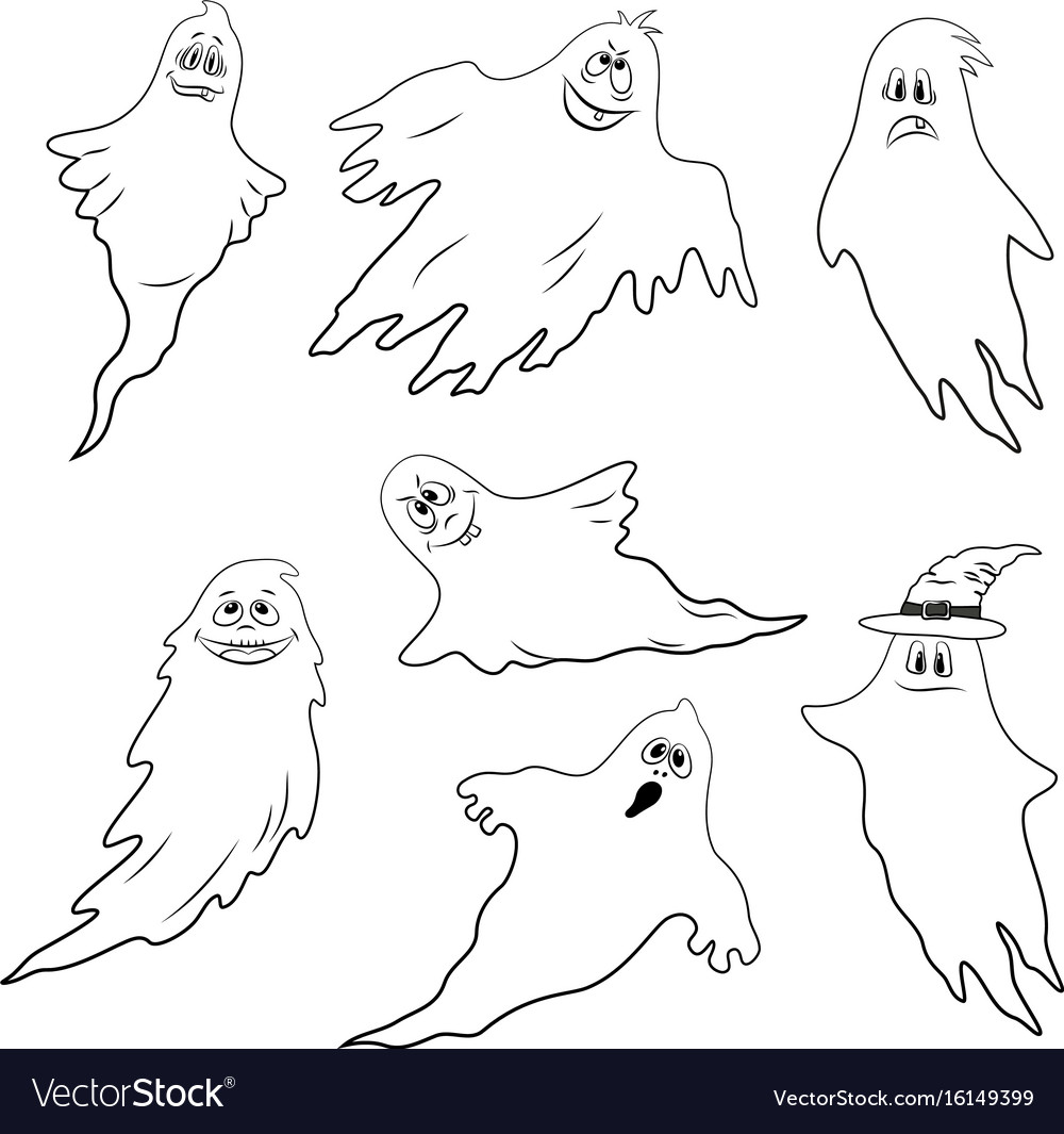 Halloween ghosts silhouettes