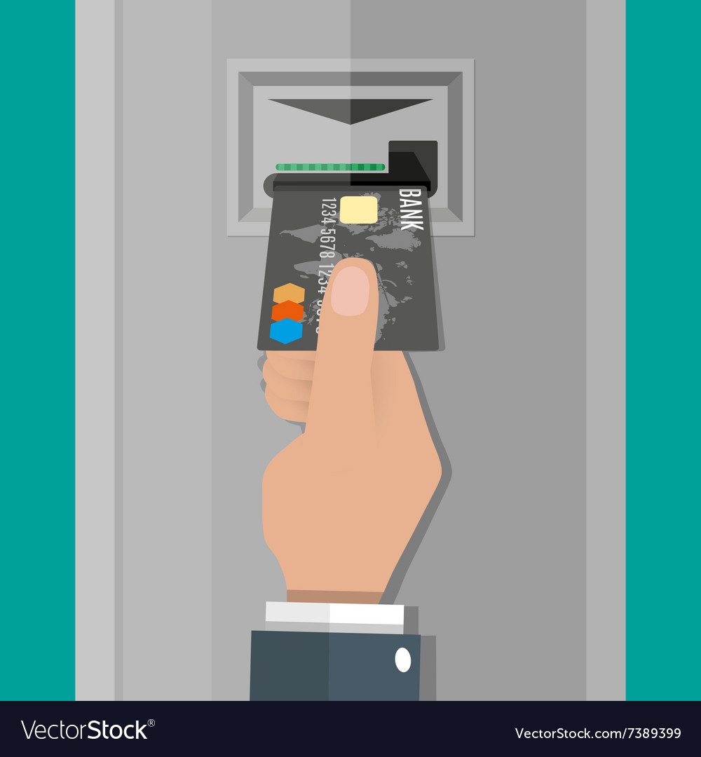 Hand Inserts A Credit Debit Card Into Atm Vector Image hand-inserts-a-credit-debit-card-into-atm-vector-image