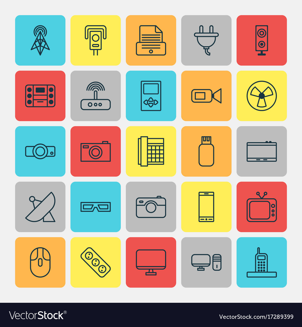 Hardware icons set collection of presentation