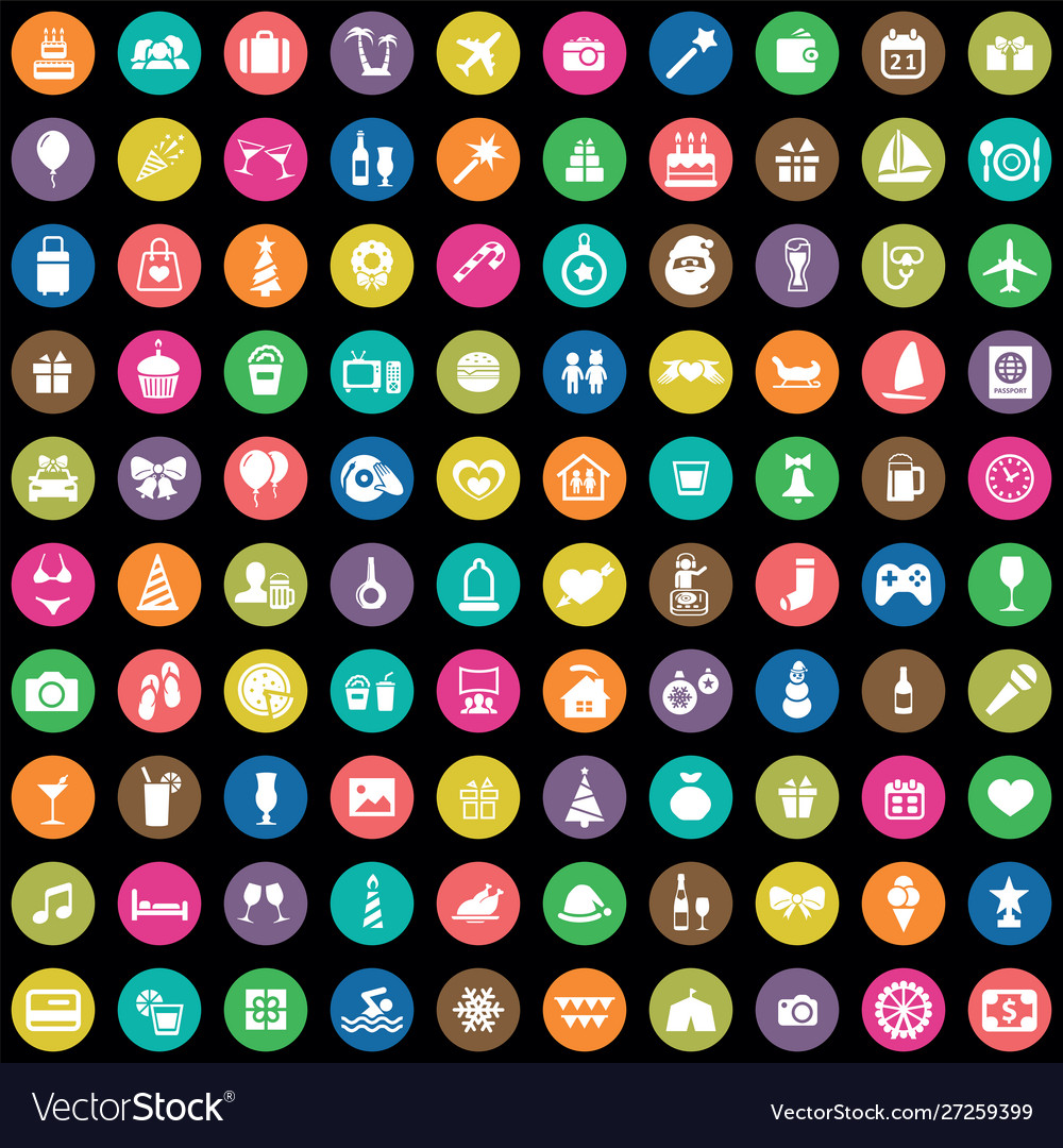 Holiday 100 icons universal set for web and ui